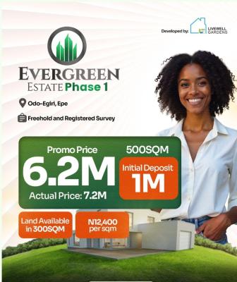 Mixed-use Affordable Dry Land in Epe, Evergreen Estate Phase 1 Odo-egiri, Epe, Lagos, Mixed-use Land for Sale