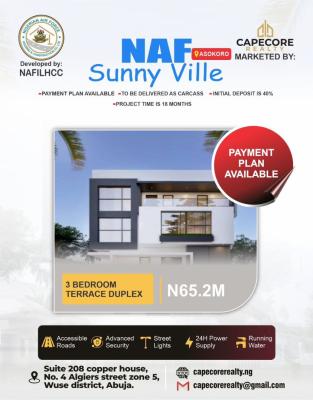 3 Bedroom Terrace Duplex Carcass, Nigeria Airforce Estate, Asokoro District, Abuja, Terraced Duplex for Sale