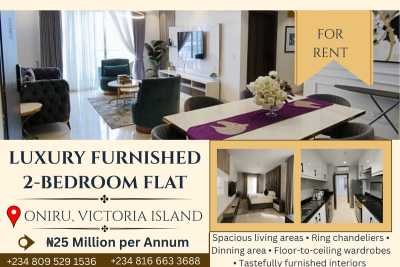 Luxury Furnished 2-bedroom Apartment, Sapphire Bluewater, Oniru, Victoria Island (vi), Lagos, Flat / Apartment for Rent