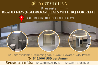 Brand New 3-bedroom Apartments with Bq, Off Bourdillon, Old Ikoyi, Ikoyi, Lagos, Flat / Apartment for Rent