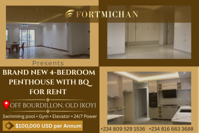 Brand New 4-bedroom Penthouse with Bq, Off Bourdillon Road, Old Ikoyi, Ikoyi, Lagos, Flat / Apartment for Rent