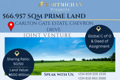 566.957 Sqm Prime Land, Carlton Gate Estate, Chevron Drive, Lekki, Lagos, Land Joint Venture