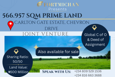 566.957 Sqm Prime Land, Carlton Gate Estate, Chevron Drive, Lekki, Lagos, Land Joint Venture