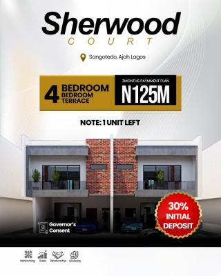Luxury 4 Bedroom Terrace with Premium Finishes and Modern Facilities, Sherwood Court / Vintage Estate, Opposite Crown Estate, Sangotedo, Ajah, Lagos, Terraced Duplex for Sale