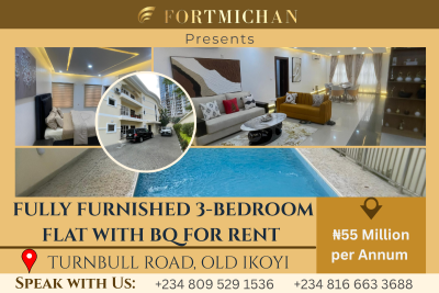 Fully Furnished 3-bedroom Apartment with Bq, Turnbull Road, Old Ikoyi, Ikoyi, Lagos, Flat / Apartment for Rent