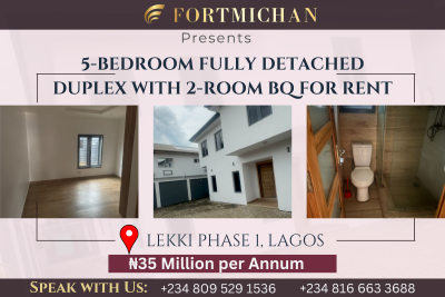 5-bedroom Fully Detached Duplex with 2-room Bq, Lekki Phase 1, Lekki, Lagos, Office Space for Rent