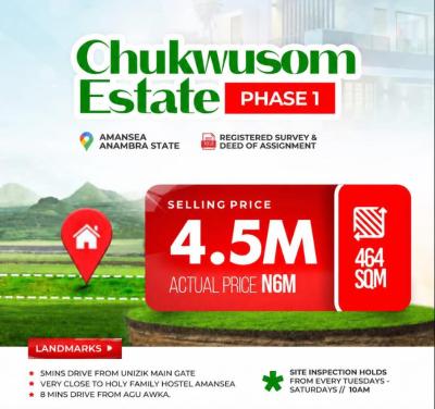 Mixed Use Land, *chukwusom Estate Phase 1*, Amansea, Awka, Anambra, Mixed-use Land for Sale