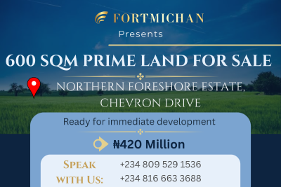 600 Sqm Prime Land, Northern Foreshore Estate, Chevron Drive, Lekki, Lagos, Land for Sale