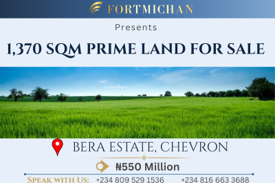 1,370 Sqm Prime Land, Bera Estate, Chevron, Lekki, Lagos, Land for Sale