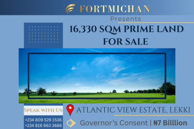 16,330 Sqm Massive Prime Land, Atlantic View Estate, New Road, Lekki, Lagos, Land for Sale