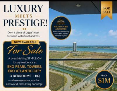 Eko Pearl Towers Eko Atlantic  City 3bedroom with Bq, Ahmadu Bello Way, Victoria Island (vi), Lagos, Flat / Apartment for Sale