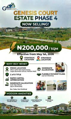 Land with C of O, Genesis Court Estate Phase 4, Sangotedo, Ajah, Lagos, Residential Land for Sale