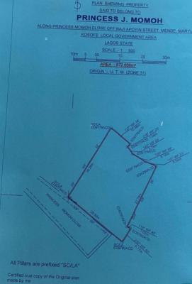 Land Size: Approximately 900 Sqm.        Land Value; 500 Million.  Tit, Princess Momoh Close Mende., Maryland, Lagos, Land Joint Venture