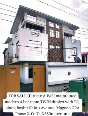 Contemporary 4 Bedroom Twin Detached Duplex with Bq., Magodo,gra Phase 2,shangisha, Gra Phase 2, Magodo, Lagos, Detached Duplex for Sale