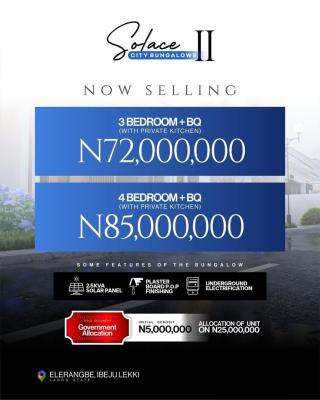 3 Bedroom Bungalows with Bq in a Gated Estate, Solace City Bungalow Phase 2, Eleranigbe, Ibeju Lekki, Lagos, Detached Bungalow for Sale
