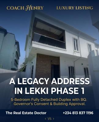 Premium 5 Bedroom Fully Detached Duplex with Bq Suite for Investment, Lekki Phase 1, Lekki, Lagos, Detached Duplex for Sale