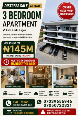 Furnished 3 Bedroom Flat, Ikate, Lekki, Lagos, Flat / Apartment for Sale