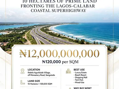 10 Hectares of Prime Land in a Strategic Location — Off Monastry Road, Sangotedo, Ajah, Lagos