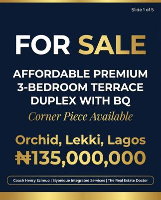 Affordable 3 Bedroom Terrace Duplex with Bq,suits for Mortgage, Orchid Lekki Lagos, Lekki, Lagos, Terraced Duplex for Sale