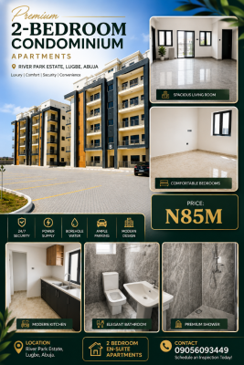 Premium 2-bedroom Condominium Apartments, River Park Estate, Sabon Lugbe, Lugbe District, Abuja, Block of Flats for Sale