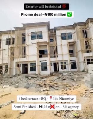 4 Bedrooms Terrace Duplex + Bq, By Nizamiye Hospital, Idu Industrial, Abuja, Terraced Duplex for Sale