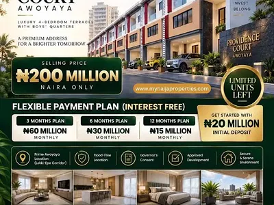 Luxury 4 Bedroom Terraced Duplex with Boys' Quarters — Providence Court, Awoyaya, Ibeju Lekki, Lagos