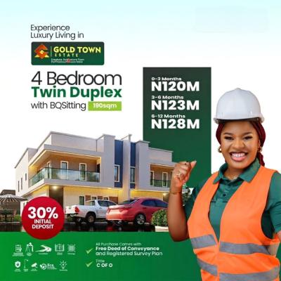 Luxury 4 Bedroom Twin Duplex with Bq, Gold Town Estate Phase 1, Eligbolo, Rumuokoro, Port Harcourt, Rivers, Detached Duplex for Sale