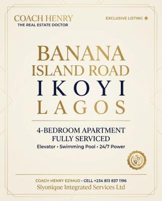 4-bedroom Fully Serviced Apartment Elevator - Olympic-size Swimming P, Banana Island, Ikoyi, Lagos, Terraced Duplex for Rent