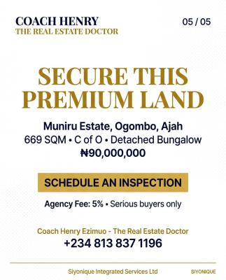 Own a Premium Di Parcel of Land with a Detached Bungalow Already on It, Muniru Estate, Ogombo Town, Ajah, Lagos, Ogombo, Ajah, Lagos, Mixed-use Land for Sale