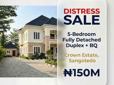 D Spacious 5-Bedroom Fully Detached Duplex with a Bq, Sitting on 320SQM