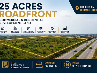 Prime 25 Acres Roadfront Commercial & Residential Development Land