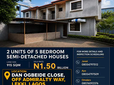 2 Units of 5 Bedroom Semi-Detached Houses