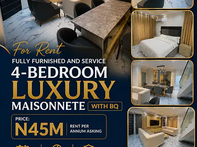 Fully Furnished 4bedroom Maisonnette with BQ