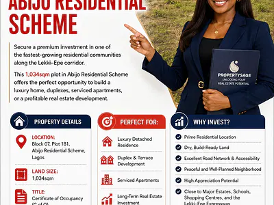 Prime 1034SQM Land for Sale in Abijo Residential Scheme