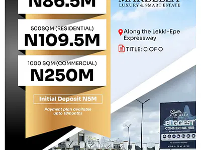 Commercial Estate Land with C of O Title Directly Facing the Lekki Epe