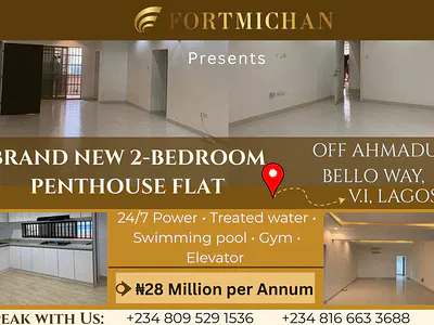 Brand New 2-Bedroom Penthouse Apartment