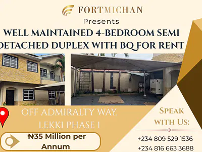 Well Maintained 4-Bedroom Semi Detached Duplex with BQ