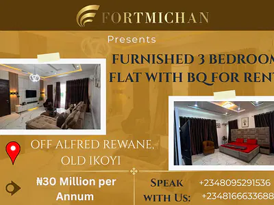 Furnished 3 Bedroom Apartment with BQ — Ikoyi, Lagos