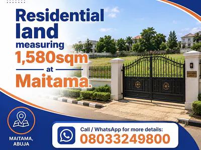Residential Land Measuring 1, 580SQM