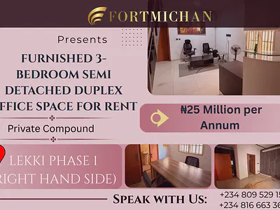 Furnished 3-Bedroom Duplex Office Space in a Private Compound