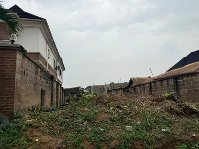 A Half Plot of Land with Solid Foundation on It