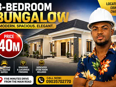 3 Bedroom Bungalow in 2 Plots with Master Suites