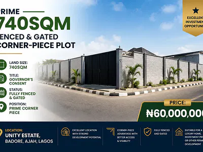Prime 740SQM Fenced & Gated Corner-Piece Plot — Ajah, Lagos