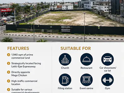 Land for Lease — Elf, Opposite Mega Chicken, Lekki Phase 1, Lagos, Lekki Phase 1, Lekki, Lagos