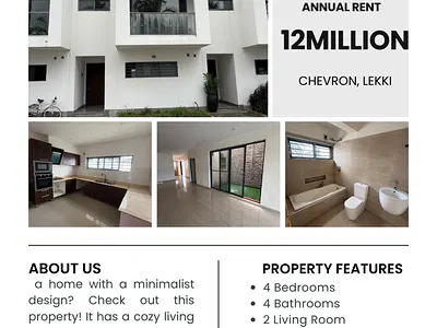 Cozy 4 Bedroom House — Chevron, Lekki, Lagos
