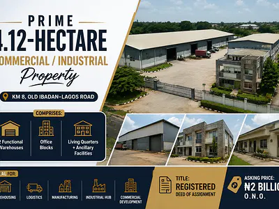 Prime 4.12-Hectare Commercial/Industrial Property — KM 8, Old Ibadan–lagos Road, Ibadan, Oyo