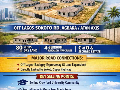 80 Plots of Land with 7 Uncompleted Structures — Off Lagos- Sokoto Road, Agbara Atan Axis, Agbara-Igbesa, Lagos