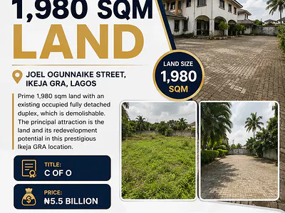 Prime and Strategically Located 1, 980 SQM Commercial Land — Joel Ogunaike Street, GRA Ikeja, Ikeja GRA, Ikeja, Lagos