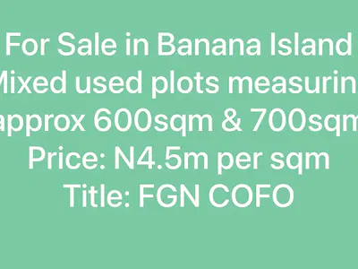 600 &700SQM Mixed-Use Land Plots — Banana Island, Ikoyi, Lagos