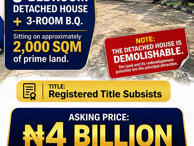 A Demolishable Detached Duplex on a 2000SQM Residential Land — G - Cappa Estate, Maryland, Lagos